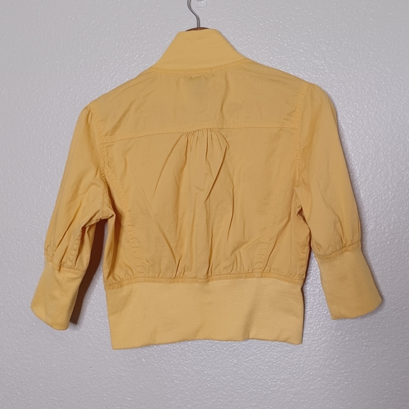 Too Hot Womens Large Yellow Snap Button Lightweight 3/4 Sleeve Utility Jacket - Picture 9 of 12